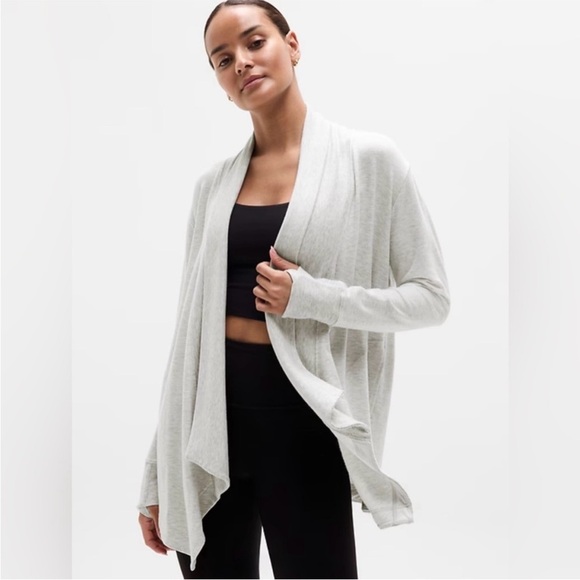 Athleta Sweaters - ATHLETA | Light Gray pranayama restore rib wrap